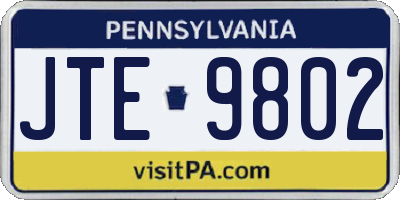 PA license plate JTE9802