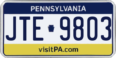 PA license plate JTE9803