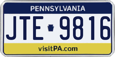 PA license plate JTE9816