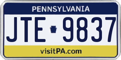 PA license plate JTE9837