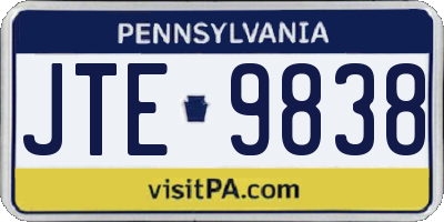 PA license plate JTE9838