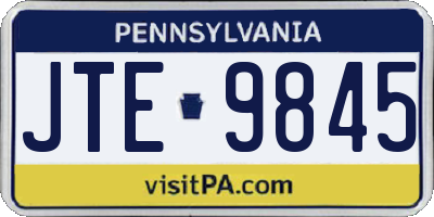 PA license plate JTE9845