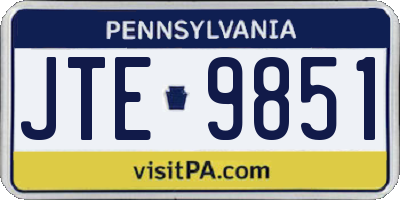 PA license plate JTE9851
