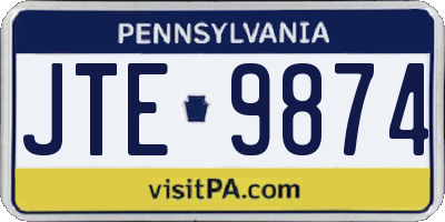 PA license plate JTE9874