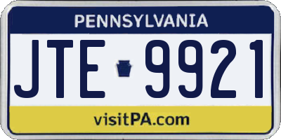 PA license plate JTE9921