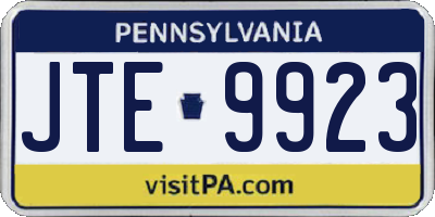PA license plate JTE9923
