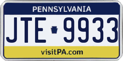 PA license plate JTE9933