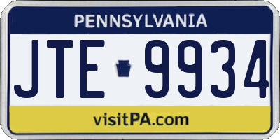 PA license plate JTE9934