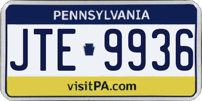 PA license plate JTE9936