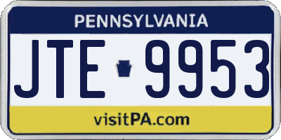 PA license plate JTE9953