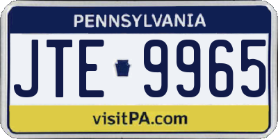 PA license plate JTE9965