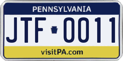 PA license plate JTF0011