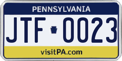 PA license plate JTF0023