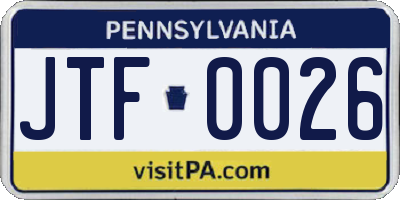 PA license plate JTF0026