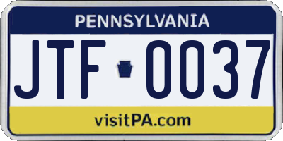 PA license plate JTF0037