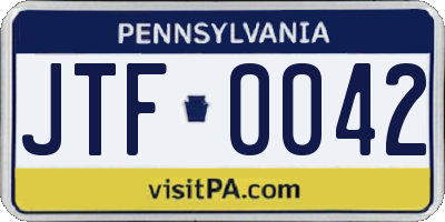 PA license plate JTF0042