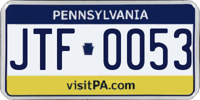 PA license plate JTF0053