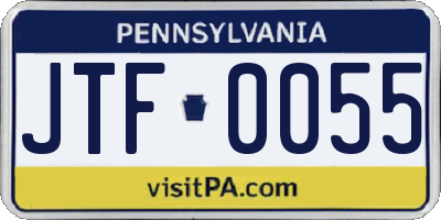 PA license plate JTF0055
