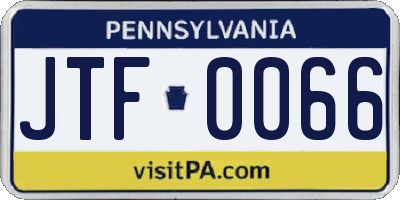 PA license plate JTF0066