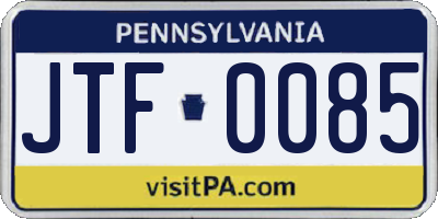 PA license plate JTF0085