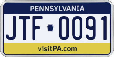 PA license plate JTF0091