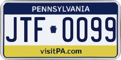 PA license plate JTF0099