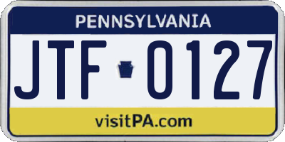 PA license plate JTF0127