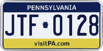 PA license plate JTF0128