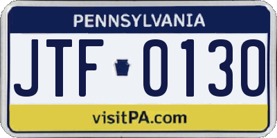 PA license plate JTF0130