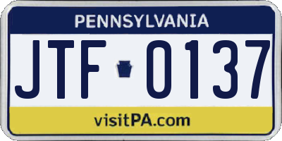 PA license plate JTF0137