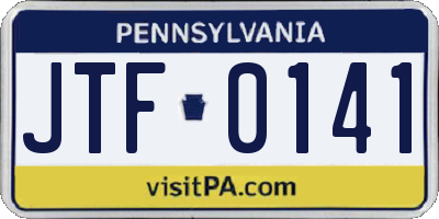 PA license plate JTF0141