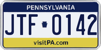 PA license plate JTF0142