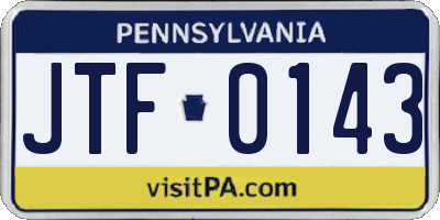 PA license plate JTF0143