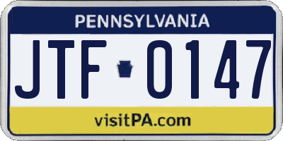 PA license plate JTF0147