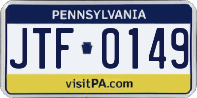 PA license plate JTF0149