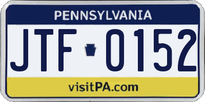 PA license plate JTF0152