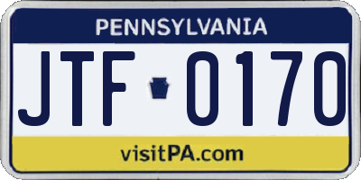 PA license plate JTF0170