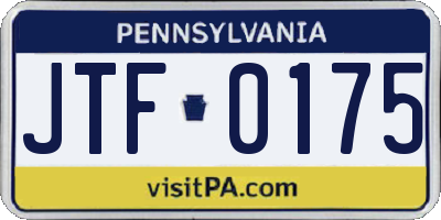 PA license plate JTF0175