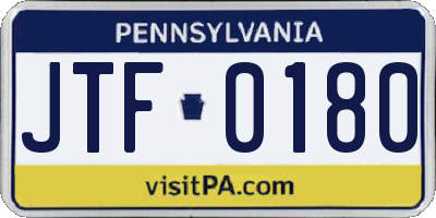 PA license plate JTF0180