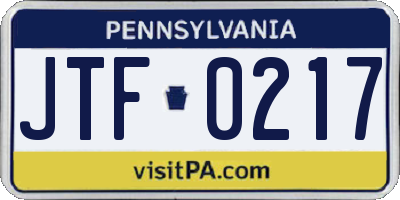 PA license plate JTF0217