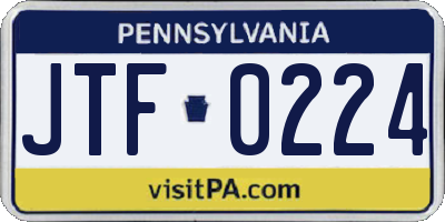 PA license plate JTF0224
