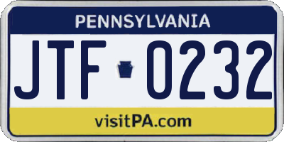 PA license plate JTF0232