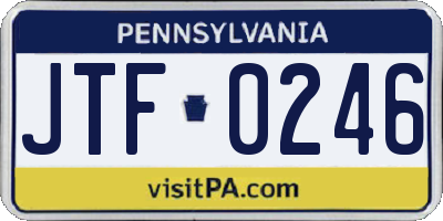 PA license plate JTF0246