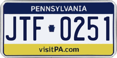 PA license plate JTF0251