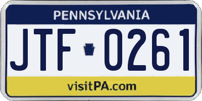 PA license plate JTF0261