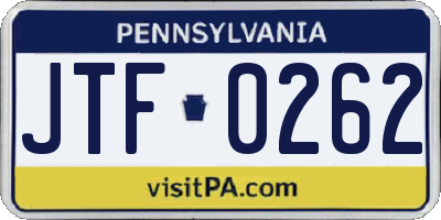 PA license plate JTF0262