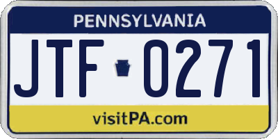 PA license plate JTF0271