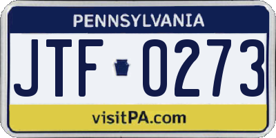 PA license plate JTF0273