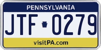PA license plate JTF0279