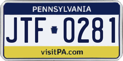 PA license plate JTF0281